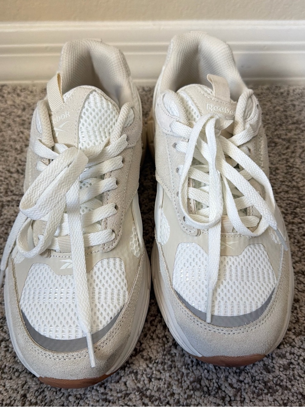 Reebok White and Cream Mesh Trainer Sneakers